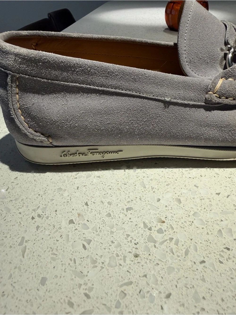 Men's Suede Gray Ferragamo Loafers